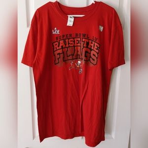 Mens XL NFL Super Bowl 55 LV Tampa Bay Buccaneers Raise the Flags T-Shirt NWT